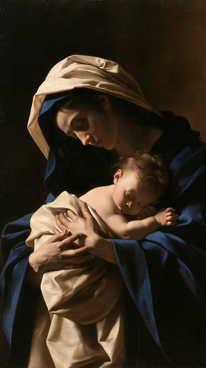 Virgin Mary and Child Jesus - Caravaggio Tenebrism · Portrait n° 4