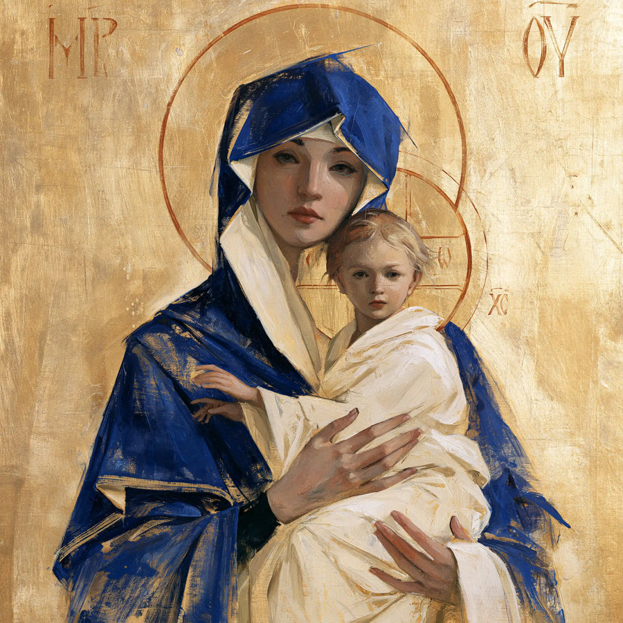 Virgin Mary and Child Jesus - Contemporary Byzantine · Square n° 6