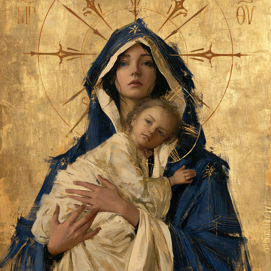 Virgin Mary and Child Jesus - Contemporary Byzantine · Square n° 8
