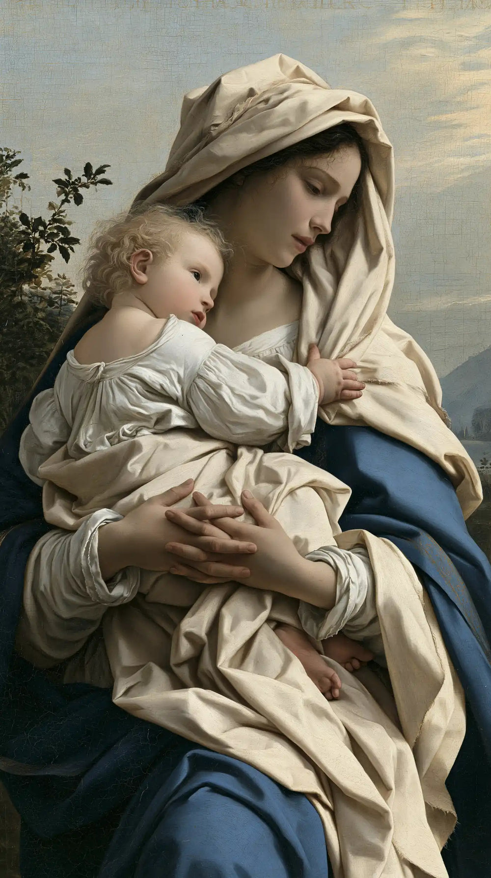 the Virgin Mary with the Child Jesus in Florentine Renaissance style, portrait Christian artwork no. 10