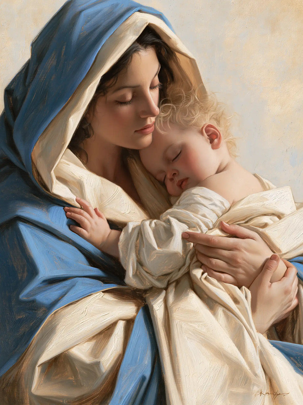 the Virgin Mary with the Child Jesus in Florentine Renaissance style, portrait Christian artwork no. 22