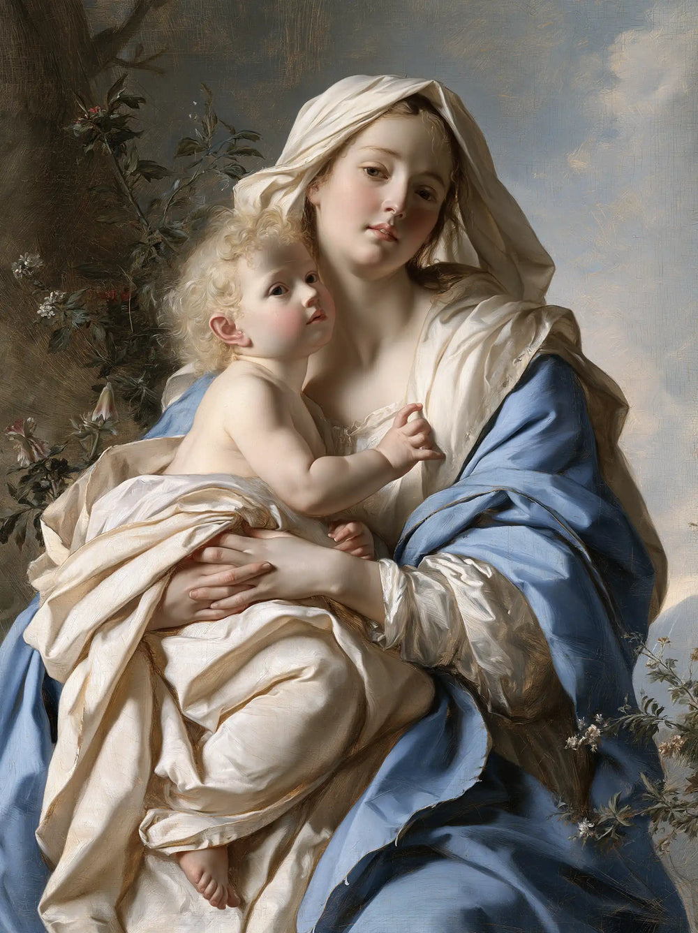 the Virgin Mary with the Child Jesus in Florentine Renaissance style, portrait Christian artwork no. 23