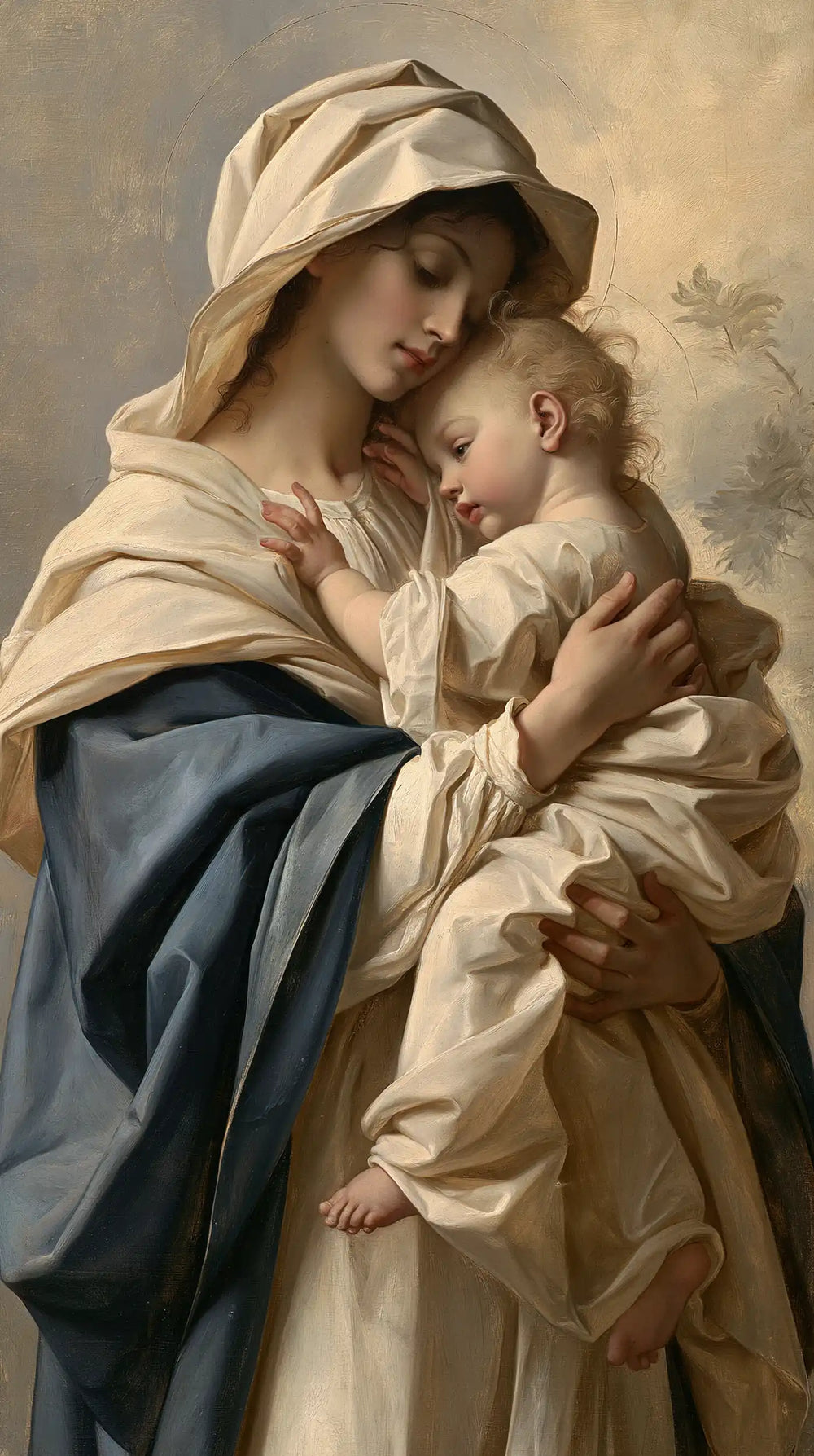 the Virgin Mary with the Child Jesus in Florentine Renaissance style, portrait Christian artwork no. 25