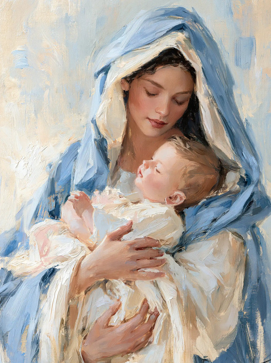 Virgin Mary and Child Jesus - Impressionist · Portrait n° 16