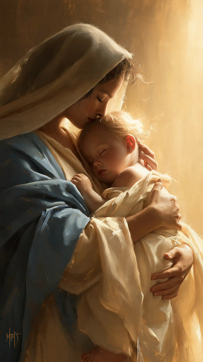 The Virgin and Child — Tenderness at the Edge of the Beam