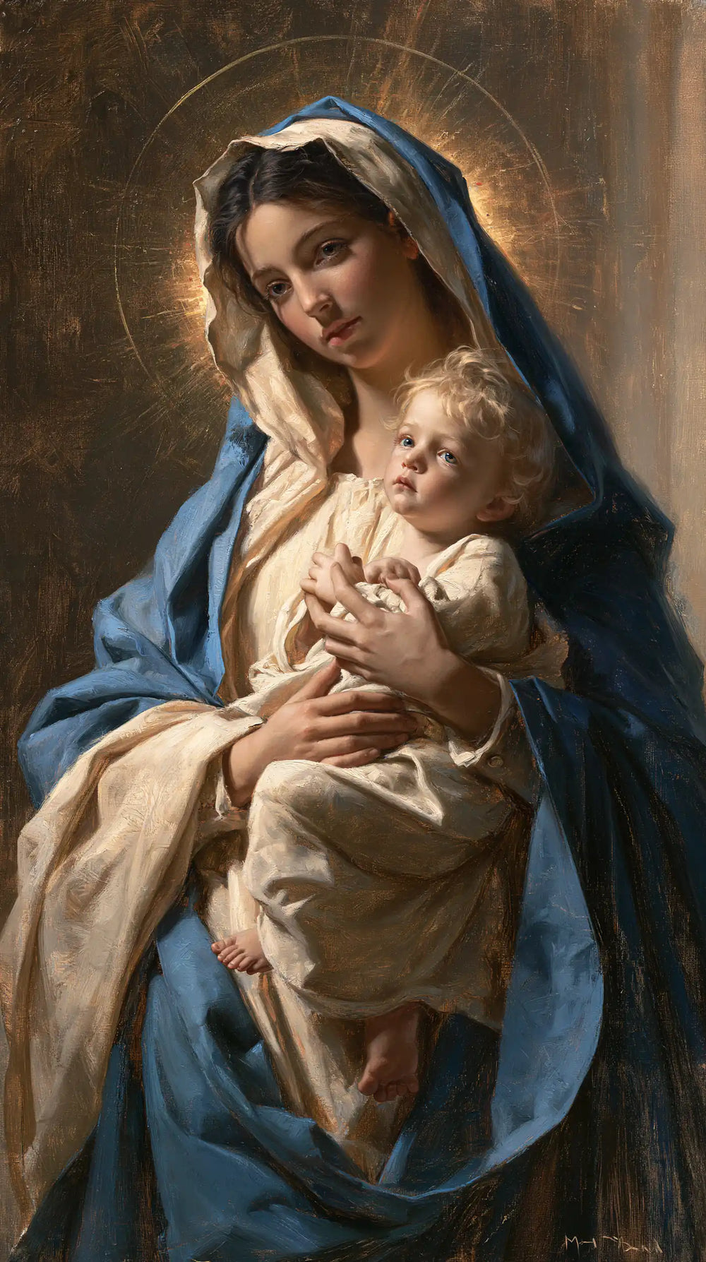 the Virgin Mary presenting the Child Jesus in Mary Presenting the Child Jesus style, portrait Christian artwork no. 5