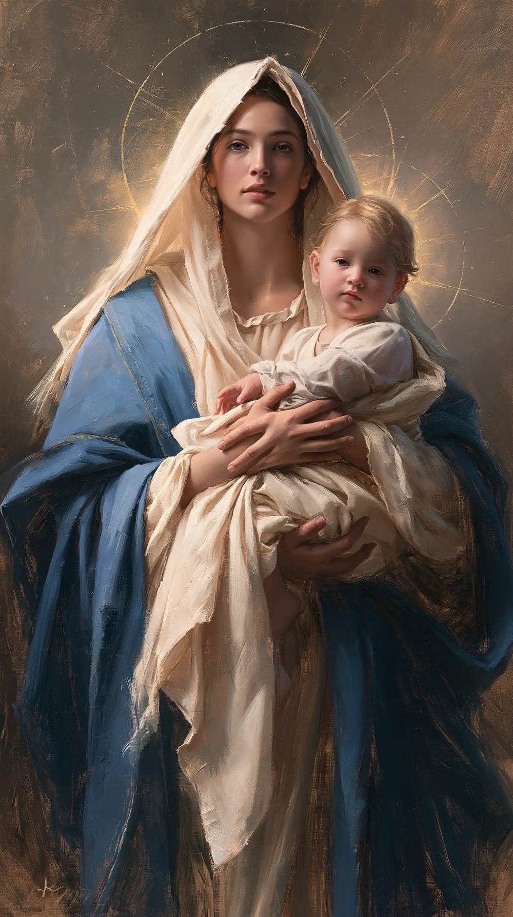 the Virgin Mary presenting the Child Jesus in Mary Presenting the Child Jesus style, portrait Christian artwork no. 20