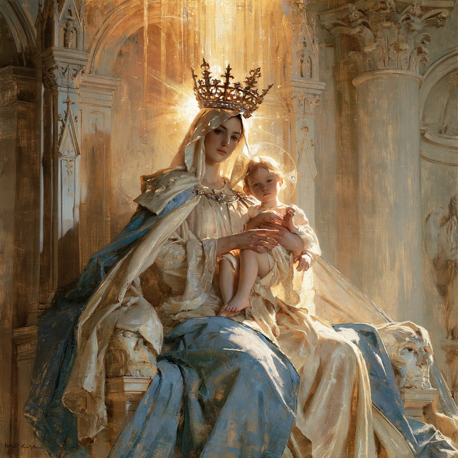 Virgin Mary and Child Jesus - Sacred Monumental View · Square n° 8