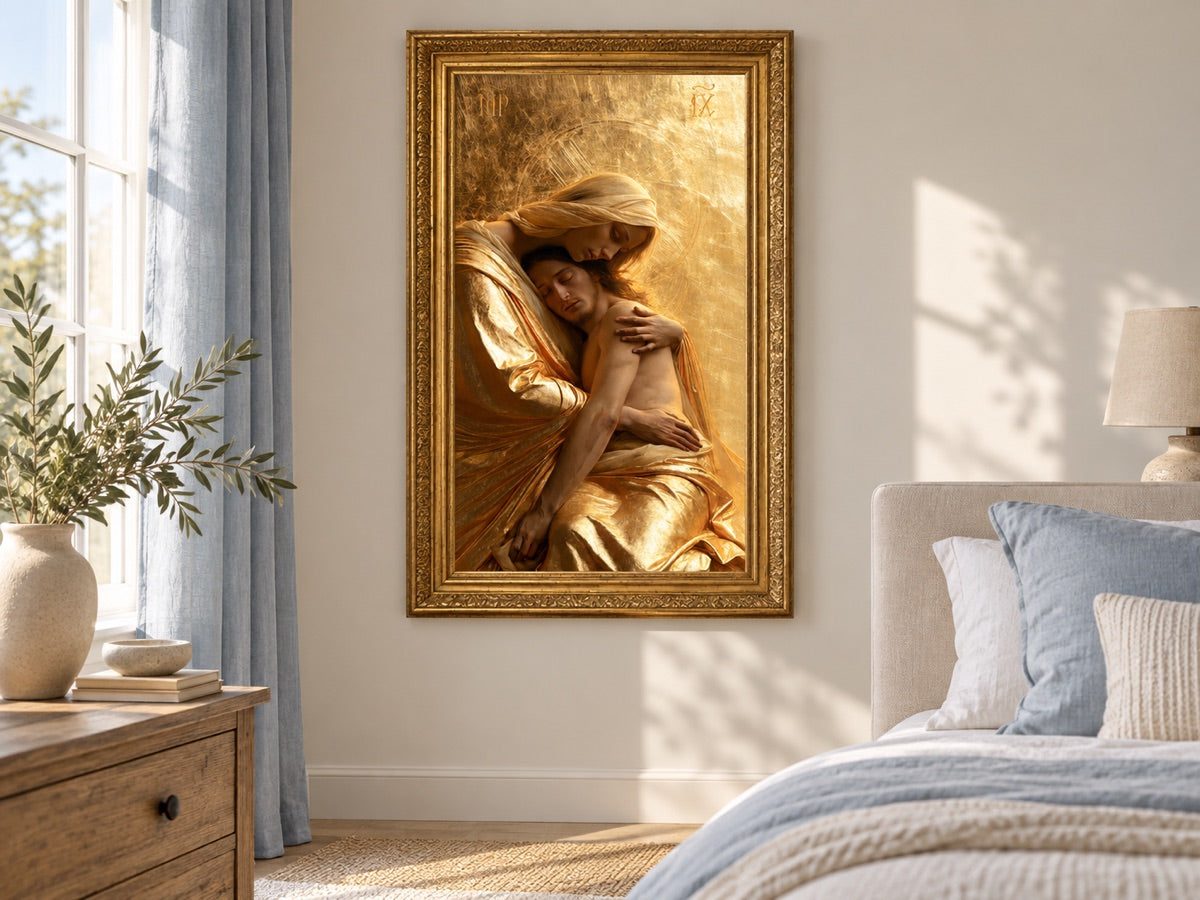 بيتا — gold framed interior mockup